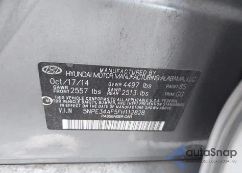 2015 Hyundai Sonata Sport из США, поврежденный, VIN 5NPE34AF5FH112828